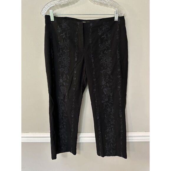 INC International Concepts Pants - Vintage Women's Inc Stretch Embroidered Black Pants Skinny‎ Cropped Size 10P